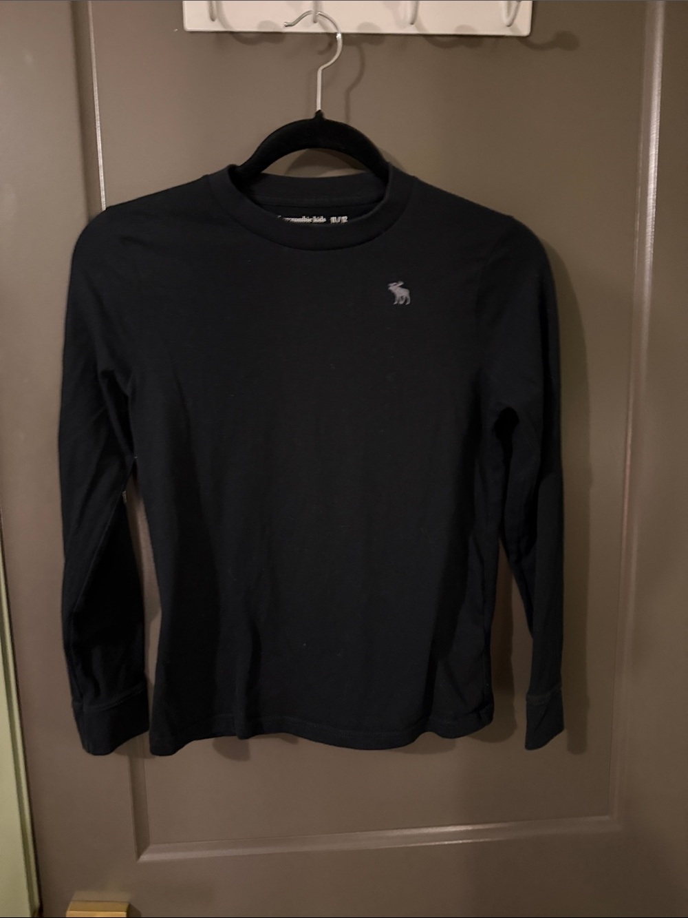 Abercrombie & Fitch Kids Long Sleeve Crew Neck Shirt - Black with Gray Logo